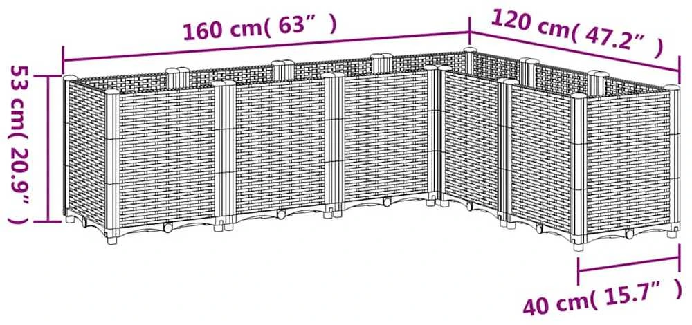 Sodo lovelis, pilkos spalvos, 160x120x53cm, PP