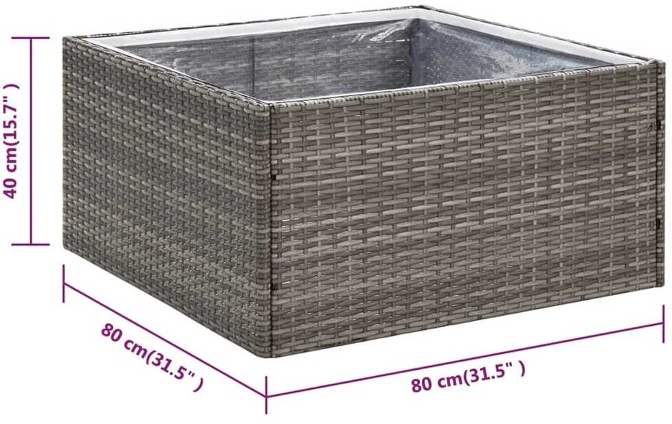 Sodo lovelis, pilkos spalvos, 80x80x40cm, poliratanas