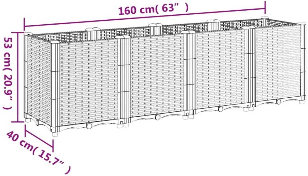 Sodo lovelis, rudos spalvos, 160x40x53cm, PP