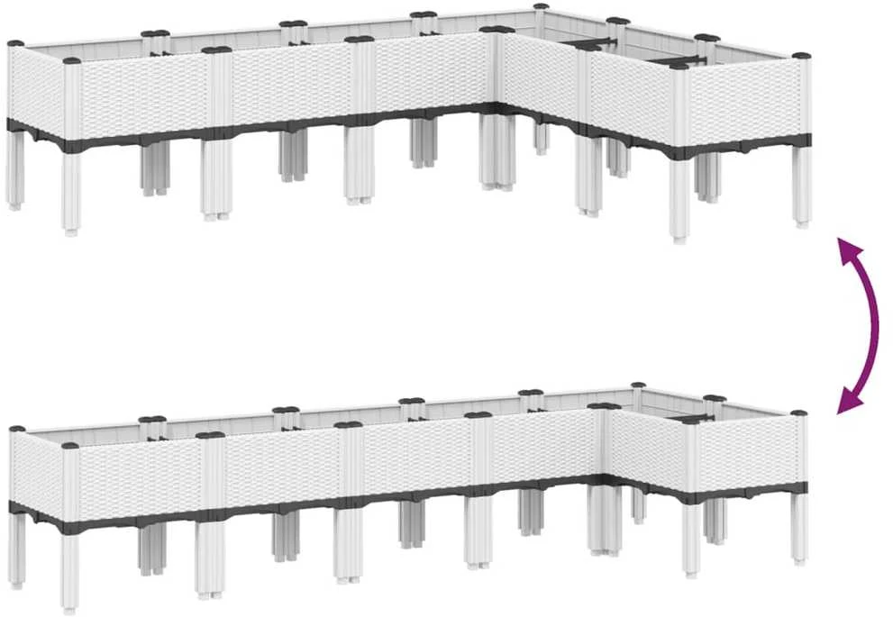Sodo lovelis su kojomis, baltos spalvos, 160x120x42cm, PP