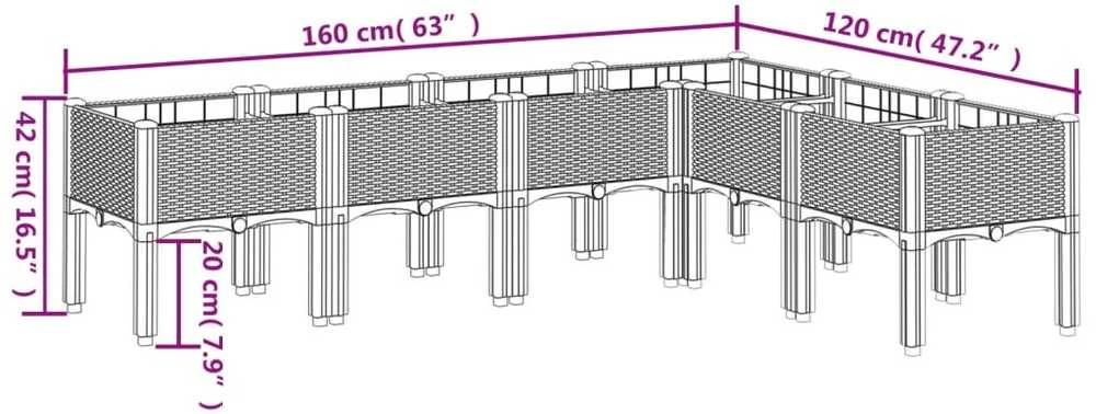 Sodo lovelis su kojomis, baltos spalvos, 160x120x42cm, PP