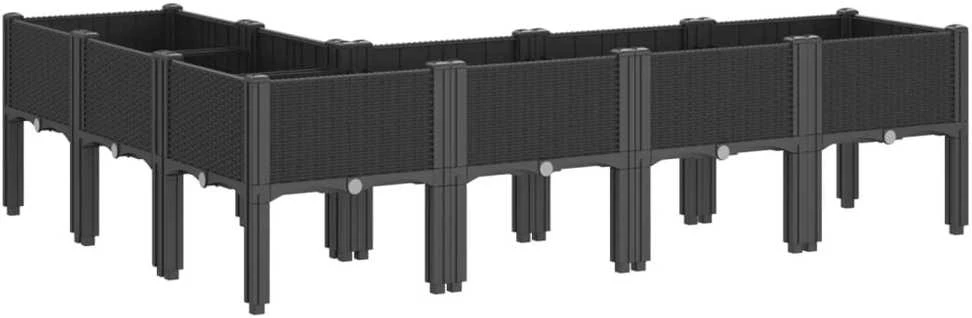Sodo lovelis su kojomis, juodos spalvos, 160x120x42cm, PP