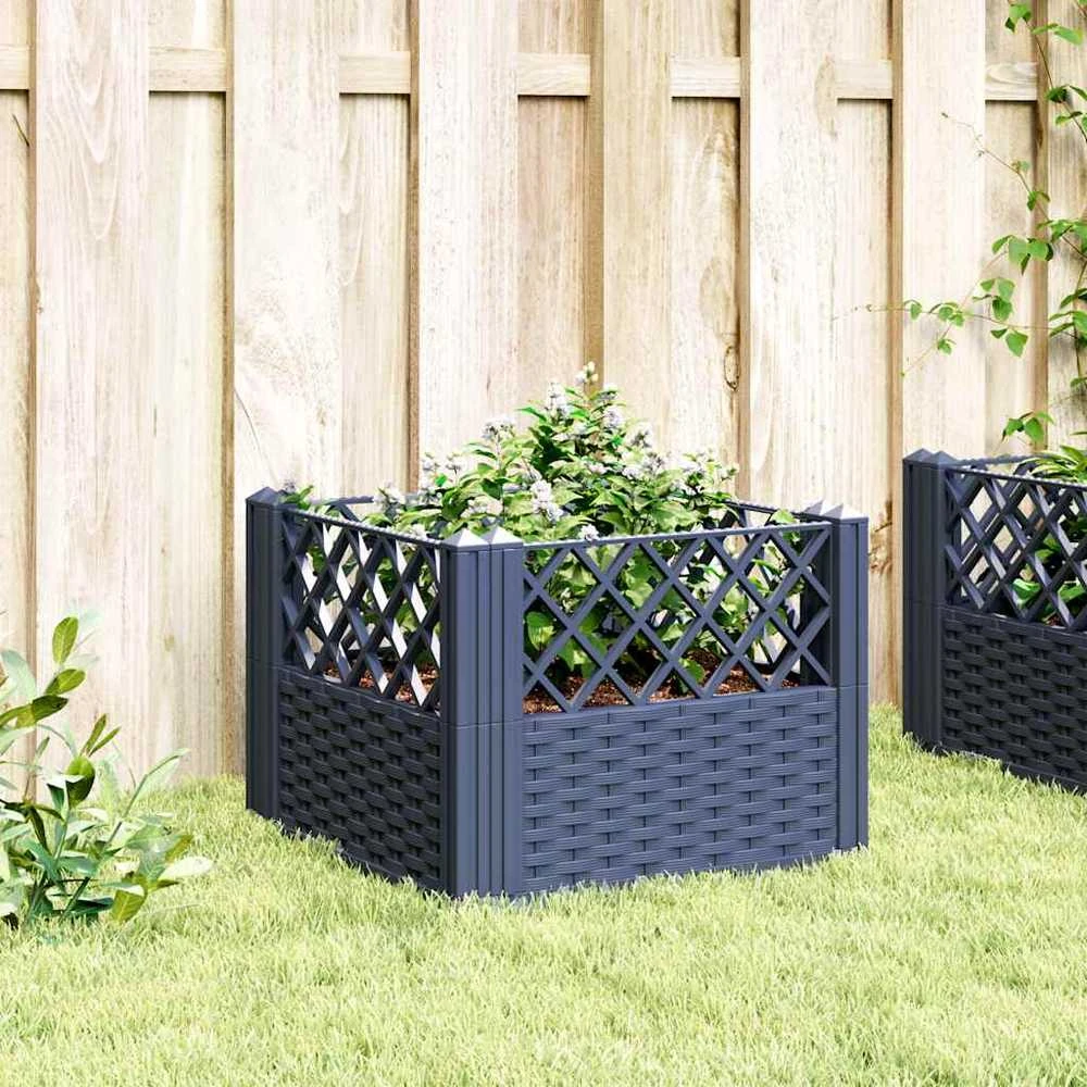 Sodo lovelis su kuoliukais, pilkas, 43,5x43,5x43,5cm, PP