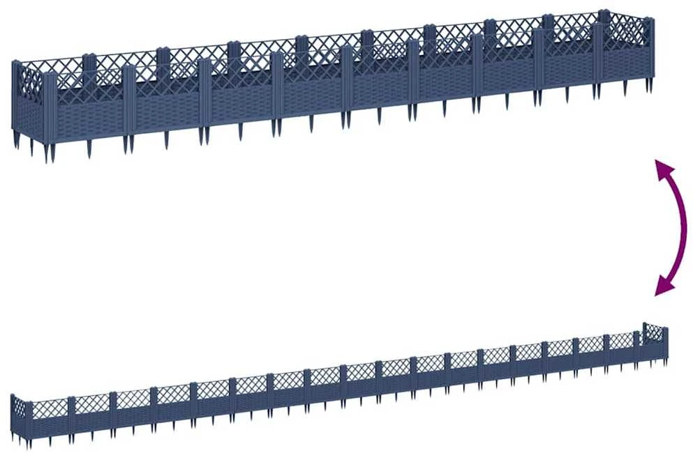 Sodo lovelis su kuoliukais, pilkas, 363,5x43,5x43,5cm, PP