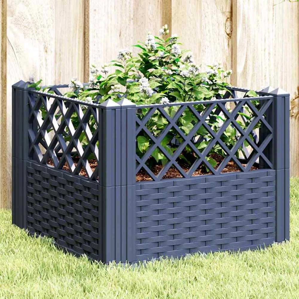 Sodo lovelis su kuoliukais, pilkas, 43,5x43,5x43,5cm, PP