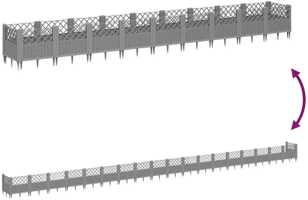Sodo lovelis su kuoliukais, pilkas, 363,5x43,5x43,5cm, PP