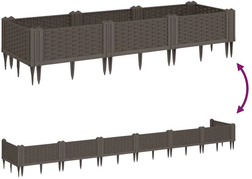 Sodo lovelis su kuoliukais, rudas, 125x40x28,5cm, PP