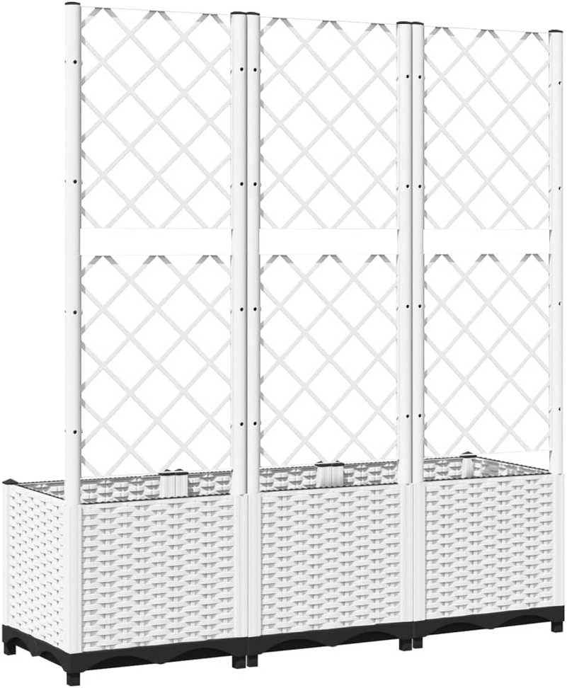 Sodo lovelis su treliažu, baltos spalvos, 120x40x136cm, PP