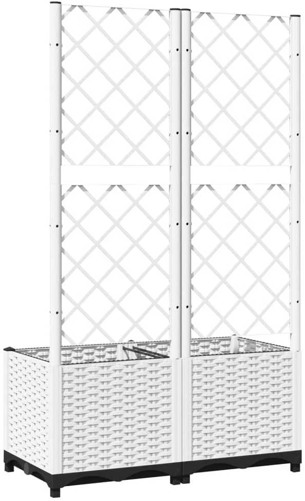 Sodo lovelis su treliažu, baltos spalvos, 80x40x136cm, PP