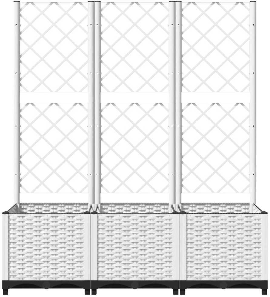 Sodo lovelis su treliažu, baltos spalvos, 120x40x136cm, PP