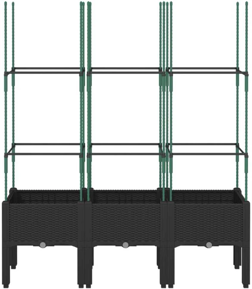 Sodo lovelis su treliažu, juodos spalvos, 120x40x142,5cm, PP