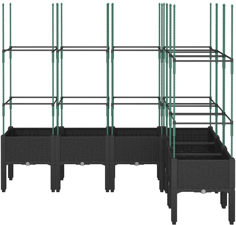 Sodo lovelis su treliažu, juodos spalvos, 160x120x142,5cm, PP