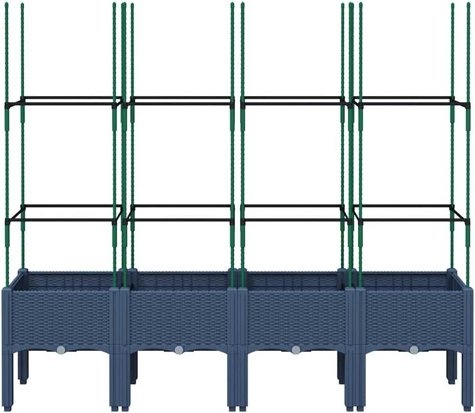 Sodo lovelis su treliažu, pilkos spalvos, 160x40x142,5cm, PP