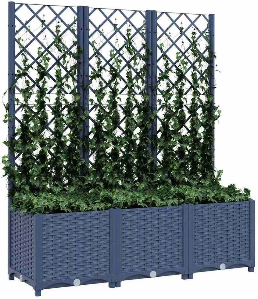 Sodo lovelis su treliažu, tamsiai pilkas, 120x40x136cm, PP