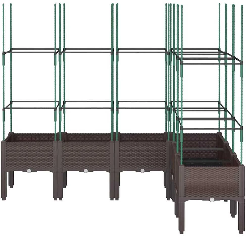 Sodo lovelis su treliažu, rudos spalvos, 160x120x142,5cm, PP