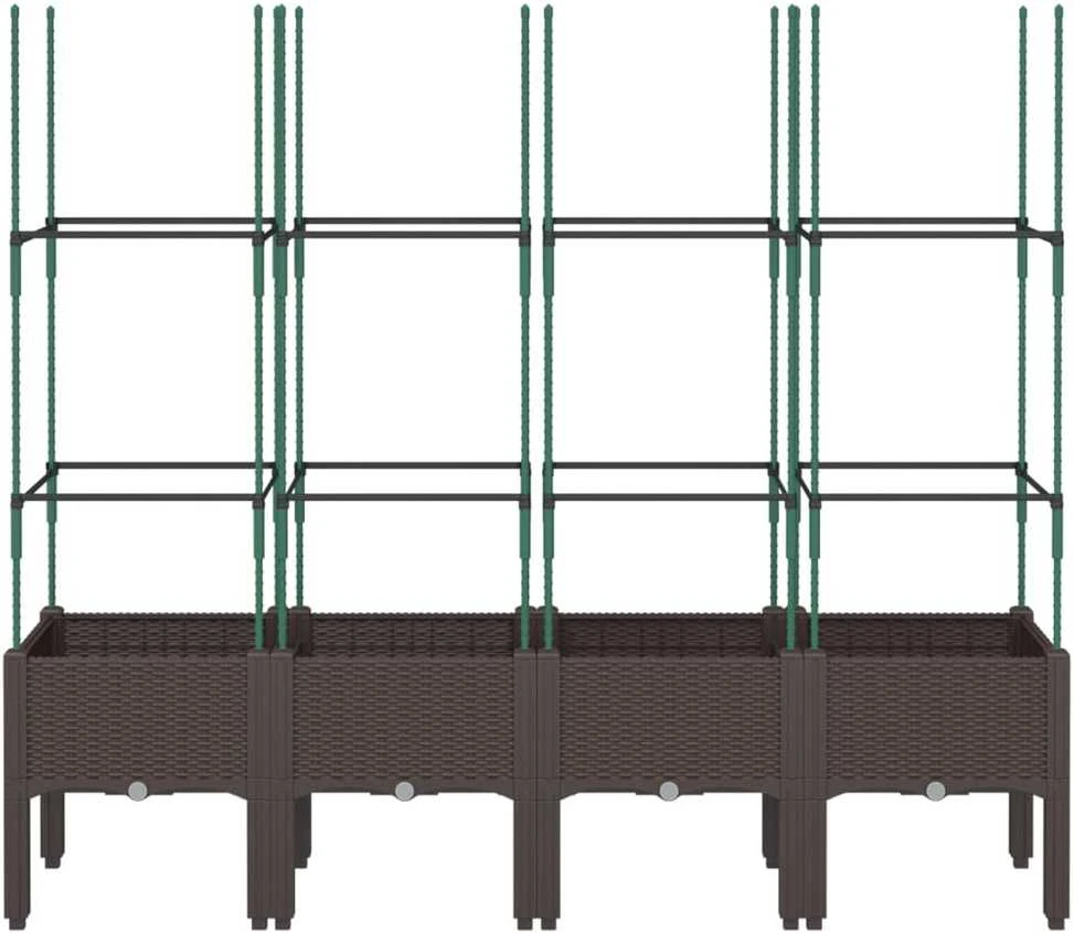 Sodo lovelis su treliažu, rudos spalvos, 160x40x142,5cm, PP