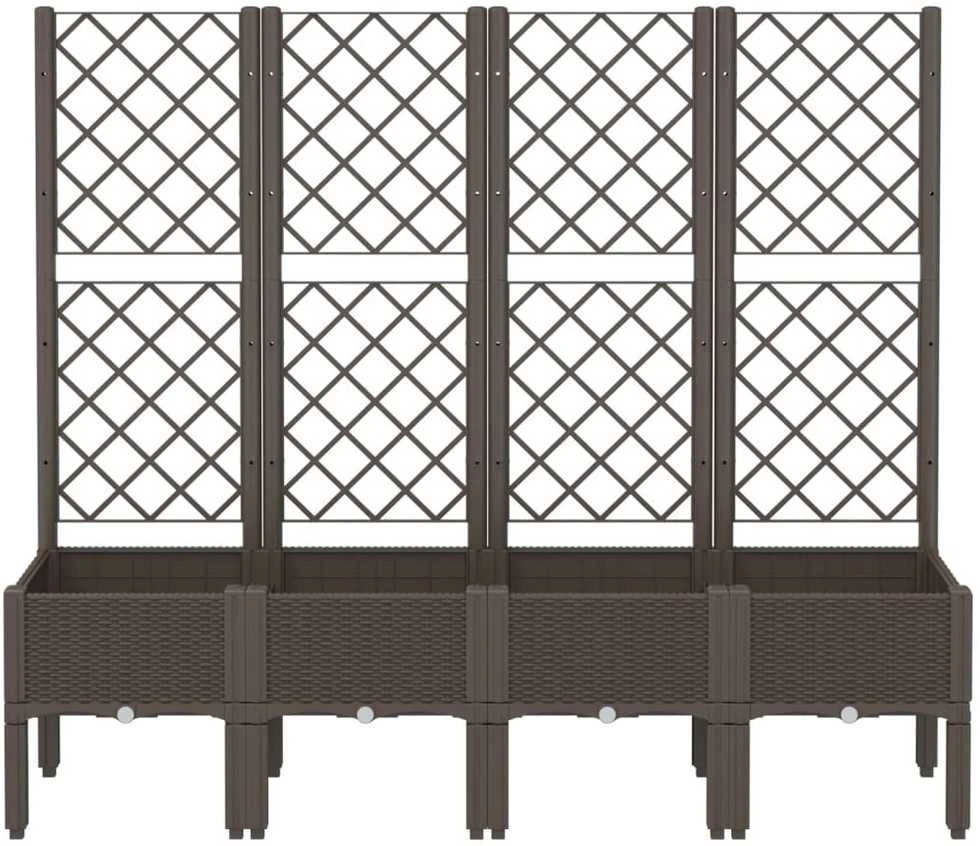 Sodo lovelis su treliažu, rudos spalvos, 160x40x142cm, PP
