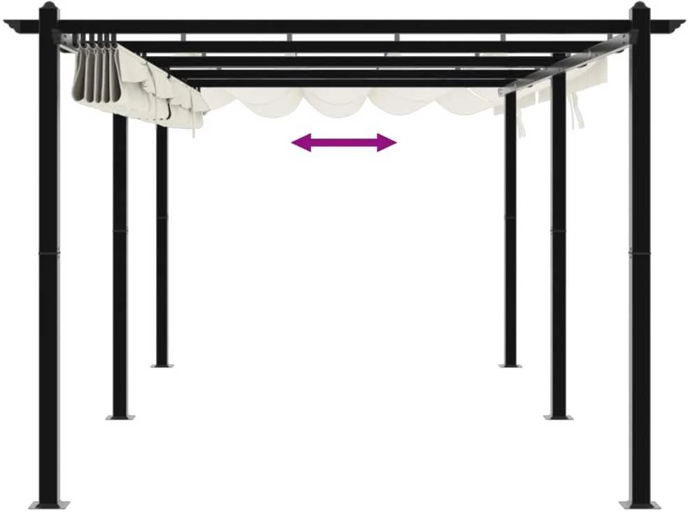 Sodo pavėsinė su ištraukiamu stogu, kreminės, 3x6m, aliuminis