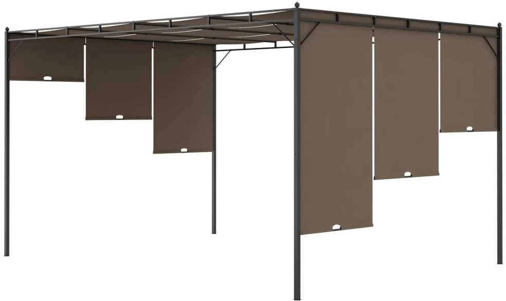 Sodo pavėsinė su šonine užuolaida, taupe spalvos, 4x3x2,25m