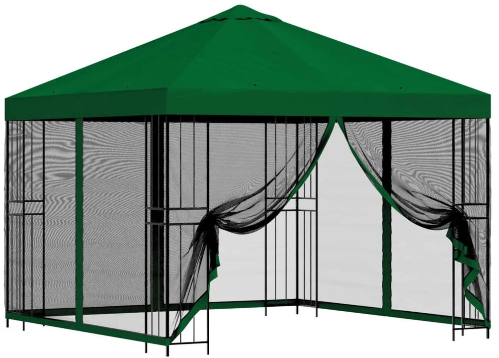 Sodo pavėsinė su šoninėmis sienelėmis 3 x 3 m Žalia