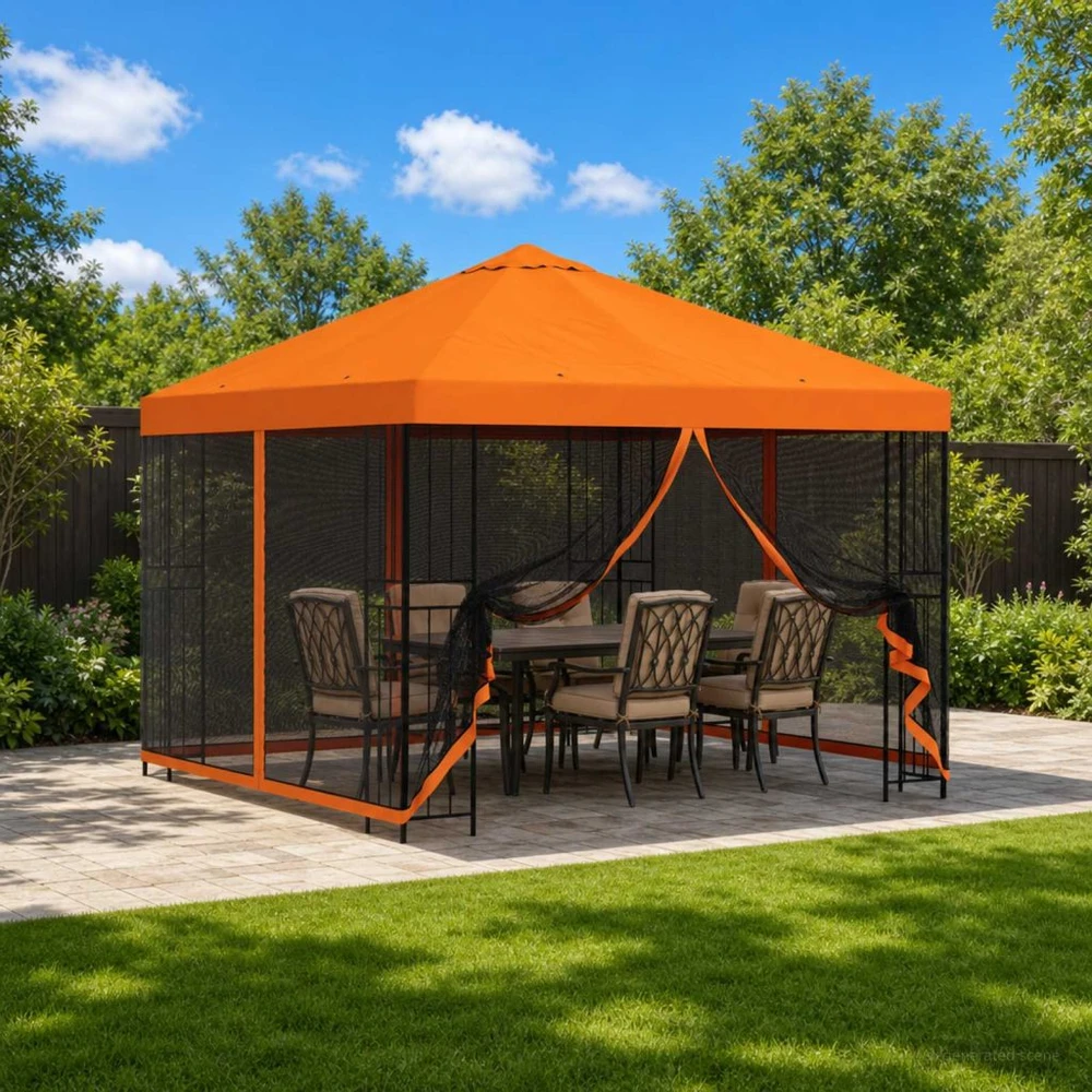 Sodo pavėsinė su šoninėmis sienelėmis 3 x 3 m Oranžinė