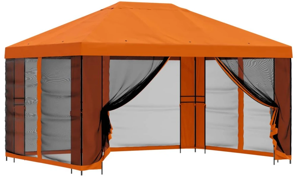 Sodo pavėsinė su šoninėmis sienelėmis 4 × 3 m Oranžinė