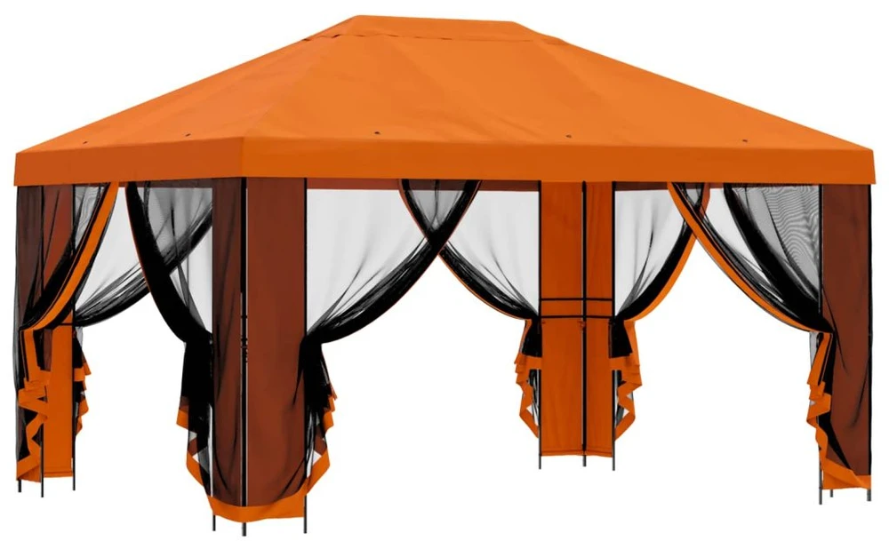 Sodo pavėsinė su šoninėmis sienelėmis 4 × 3 m Oranžinė