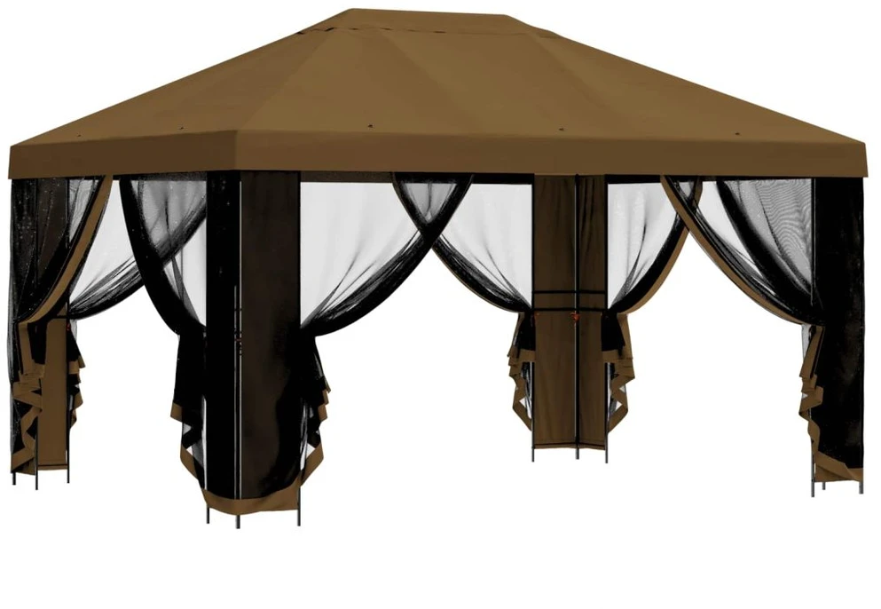 Sodo pavėsinė su šoninėmis sienelėmis 4 × 3 m Taupe