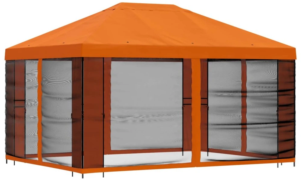 Sodo pavėsinė su šoninėmis sienelėmis 4 × 3 m Oranžinė