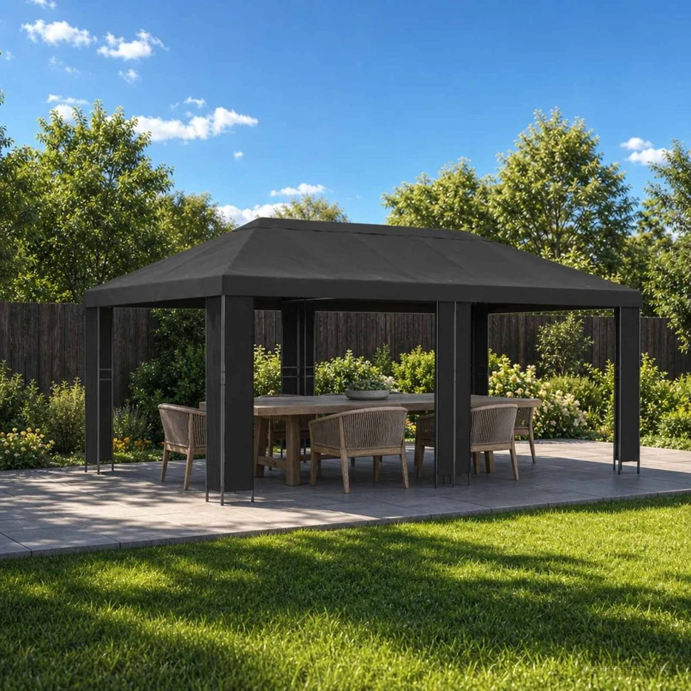 Sodo Paviljonas 6 x 3 m Antracito Poliesteris ir plienas
