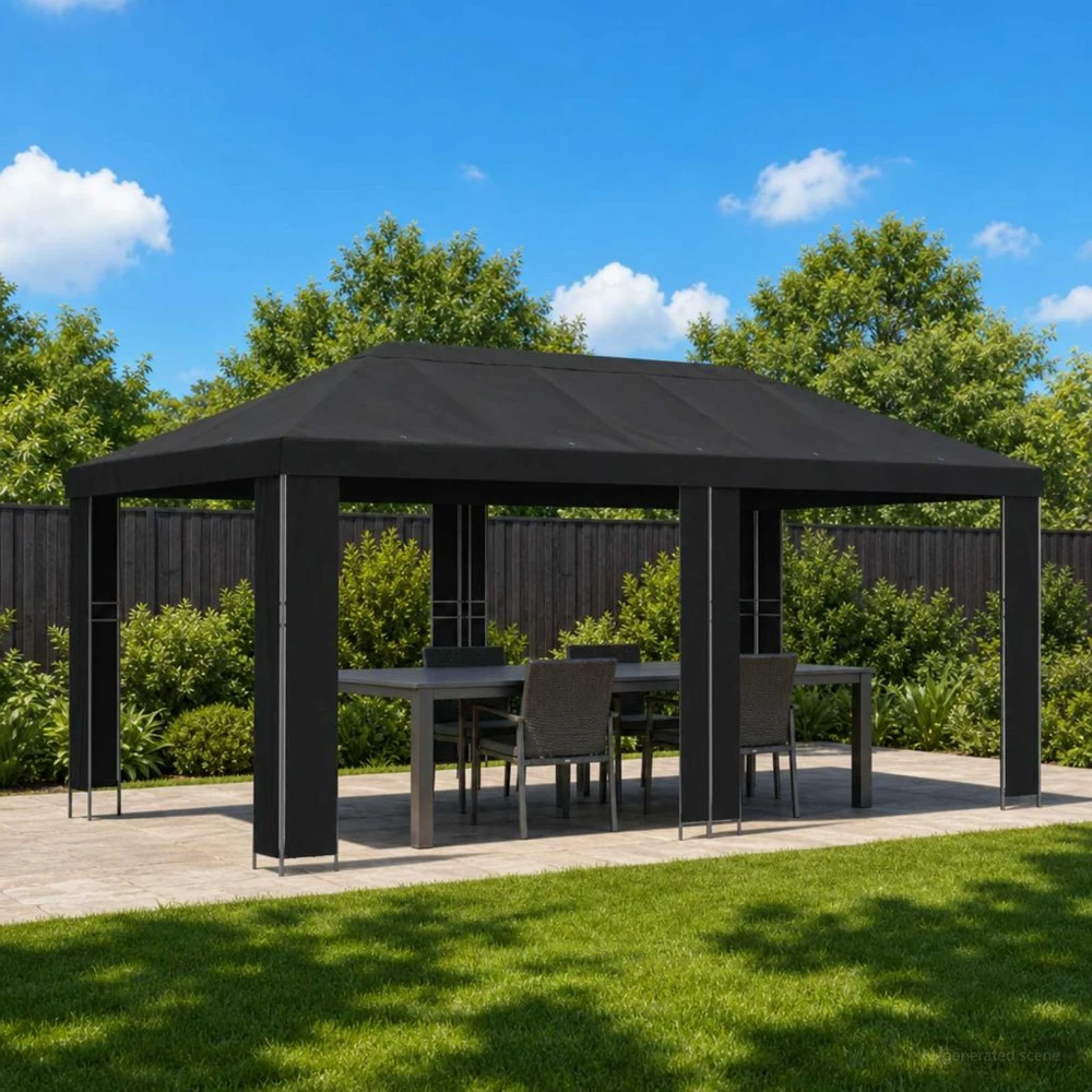 Sodo Paviljonas 6 x 3 m Juoda Poliesteris ir plienas 190 gsm