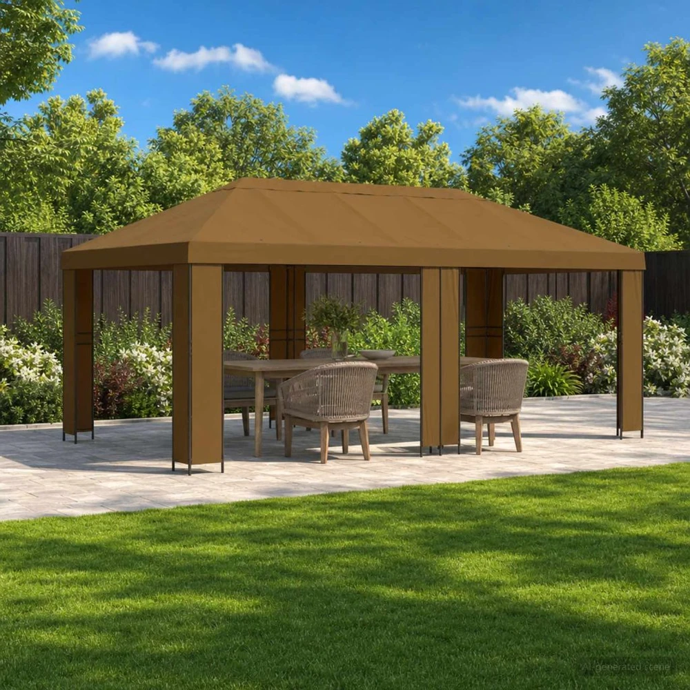Sodo Paviljonas 6 x 3 m Taupe Poliesteris ir plienas 190 gsm