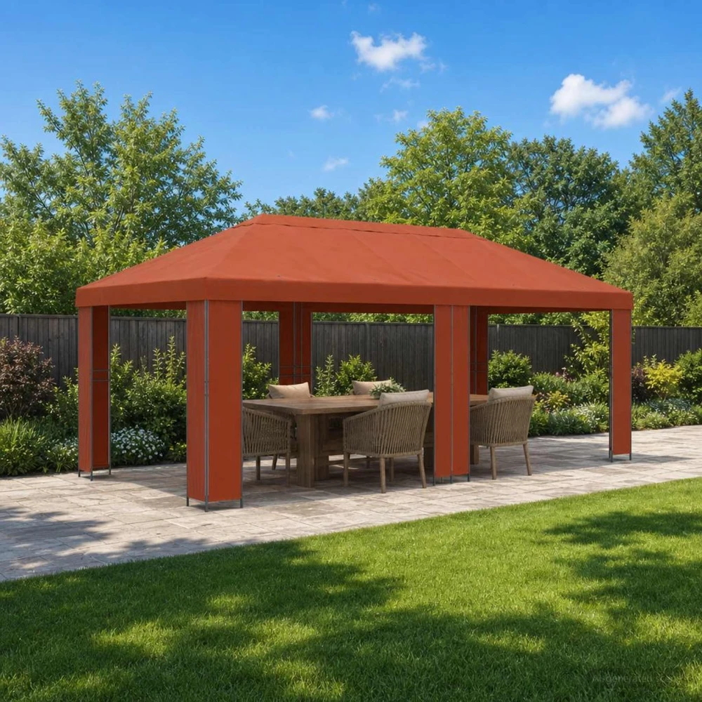 Sodo Paviljonas 6 x 3 m Terakotos Poliesteris ir plienas