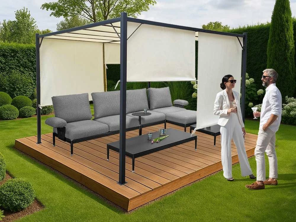 Jokomisiada Garden PERGOLA Para Sole ZONA 3x3x2m Atsparus vandeniui roofing ROLLERS SP0836