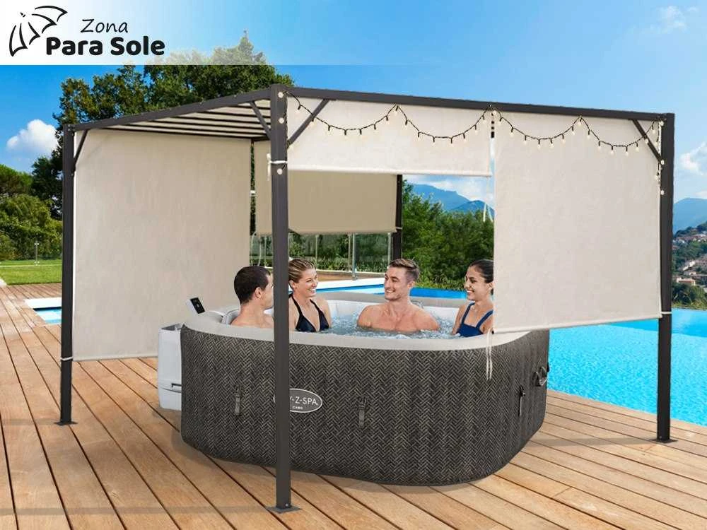 Jokomisiada Garden PERGOLA Para Sole ZONA 3x3x2m Atsparus vandeniui roofing ROLLERS SP0836