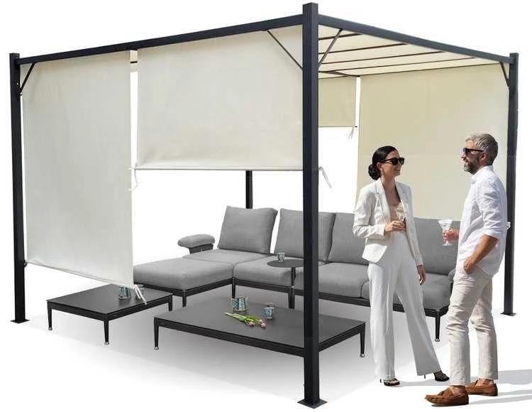 Jokomisiada Garden PERGOLA Para Sole ZONA 3x3x2m Atsparus vandeniui roofing ROLLERS SP0836