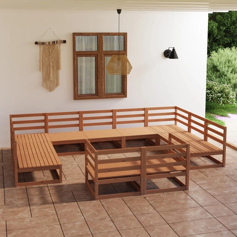 Lauko baldų komplektas Sodo poilsio baldų komplektas, 11 dalių, pušies masyvas
