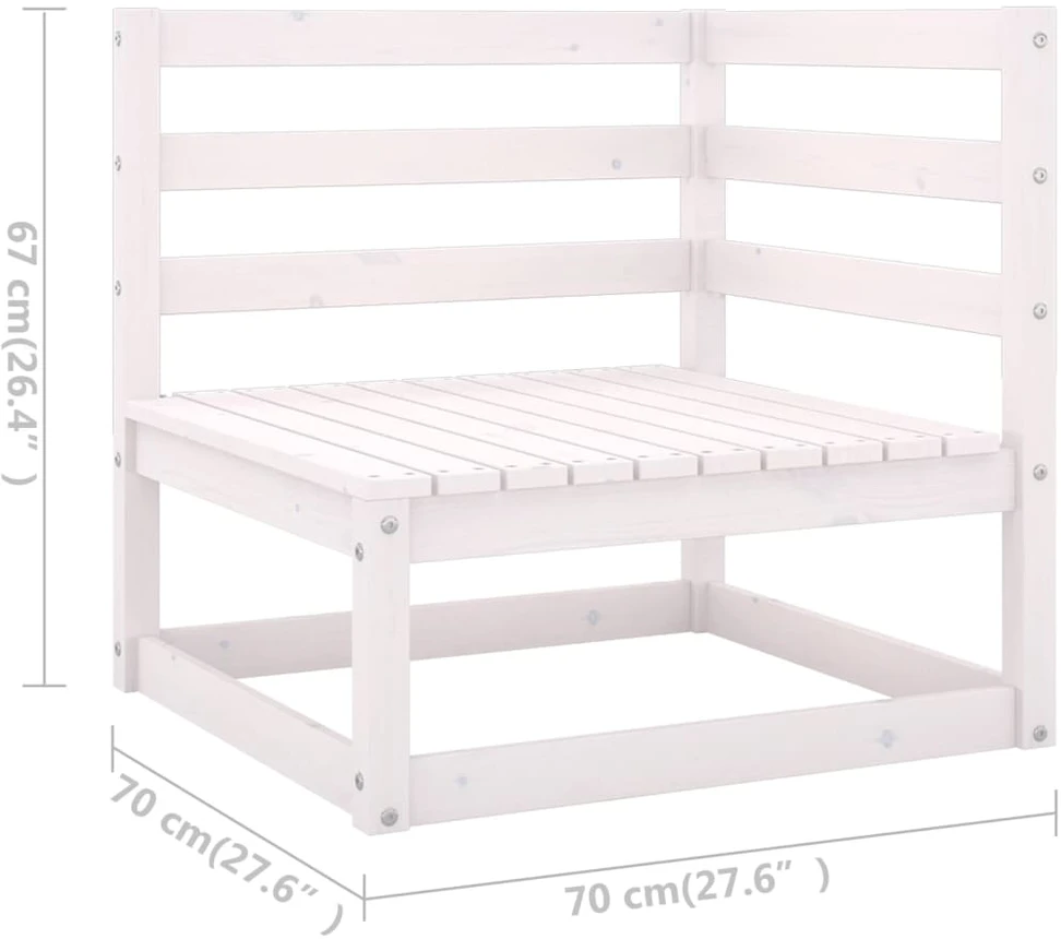 Lauko baldų komplektas Sodo poilsio baldų komplektas, 8 dalių, baltas, pušies masyvas