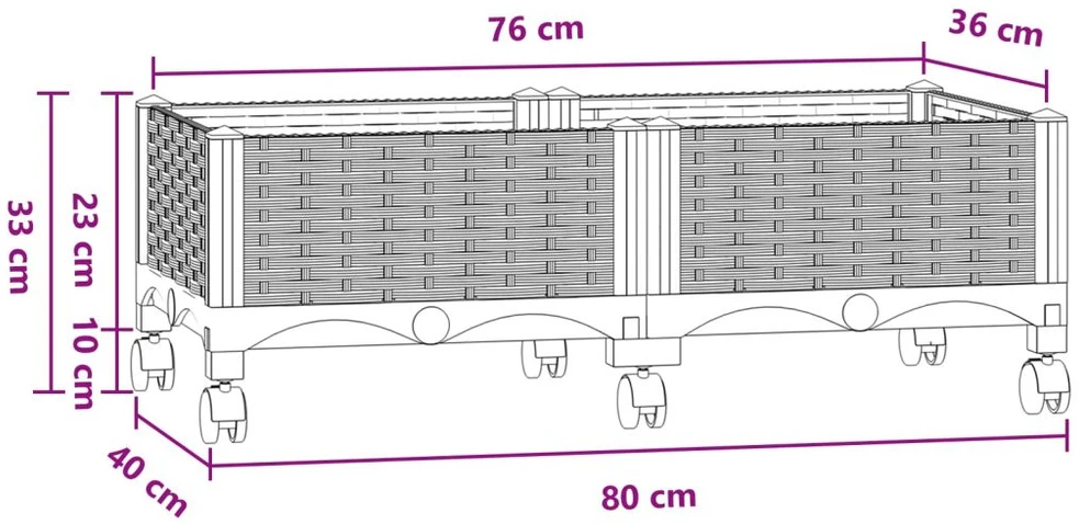 Sodo puodynė su ratukais Mėlyna Pilka 80 x 40 x 33 cm PP