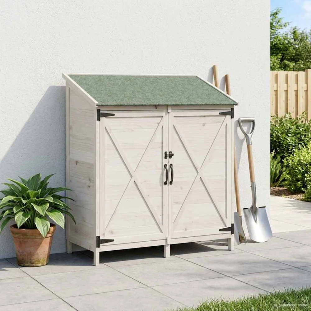 Sodo Sandėlys Balta 106 x 56 x 113,5 cm Kietasis pušinis medis