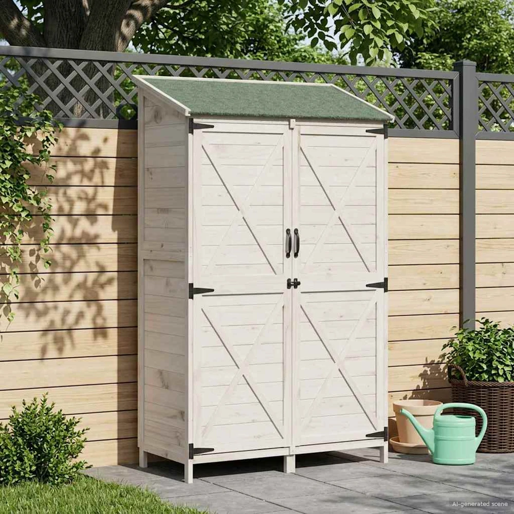 Sodo Sandėlys Balta 106 x 56 x 176,5 cm Kietasis pušinis medis