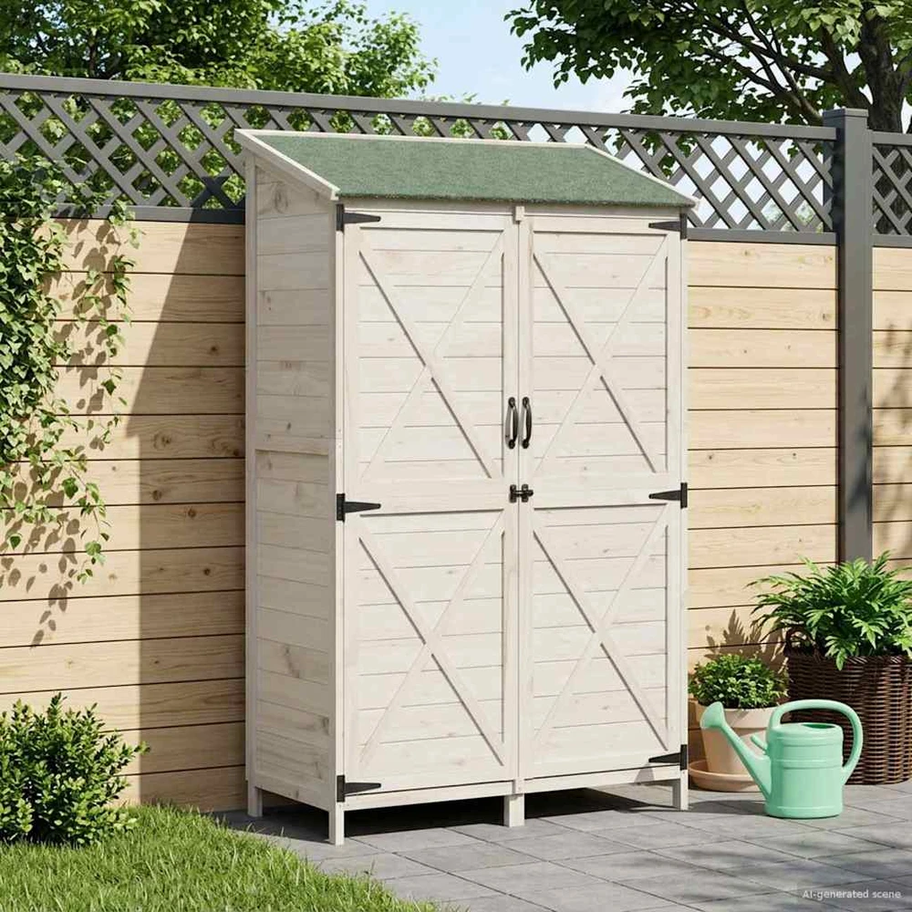 Sodo Sandėlys Balta 106 x 56 x 176,5 cm Kietasis pušinis medis