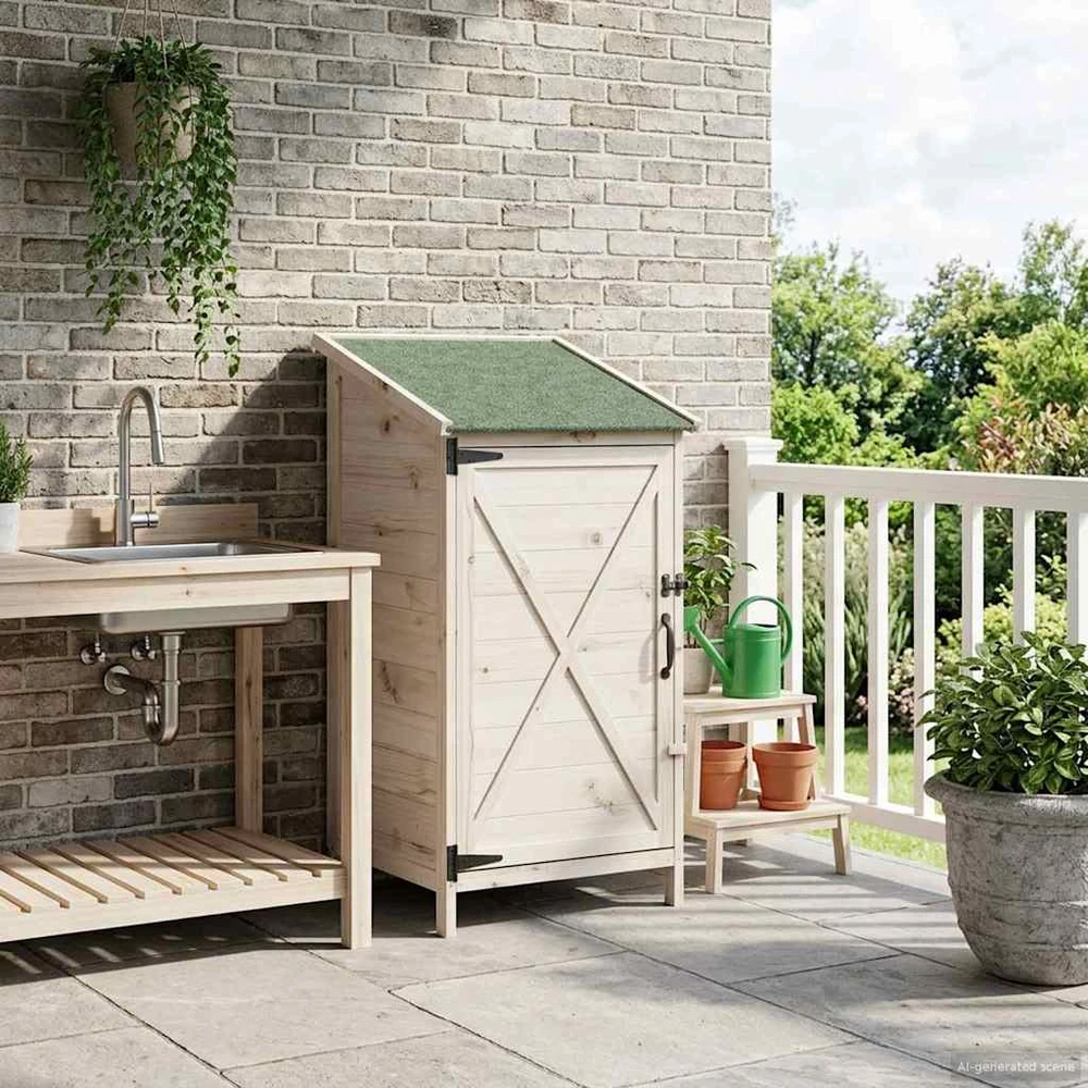 Sodo Sandėlys Balta 59,5 x 56 x 113,5 cm Kietasis pušinis medis
