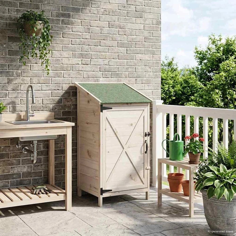 Sodo Sandėlys Balta 59,5 x 56 x 113,5 cm Kietasis pušinis medis