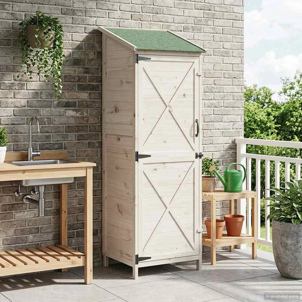 Sodo Sandėlys Balta 59,5 x 56 x 176,5 cm Kietasis pušinis medis