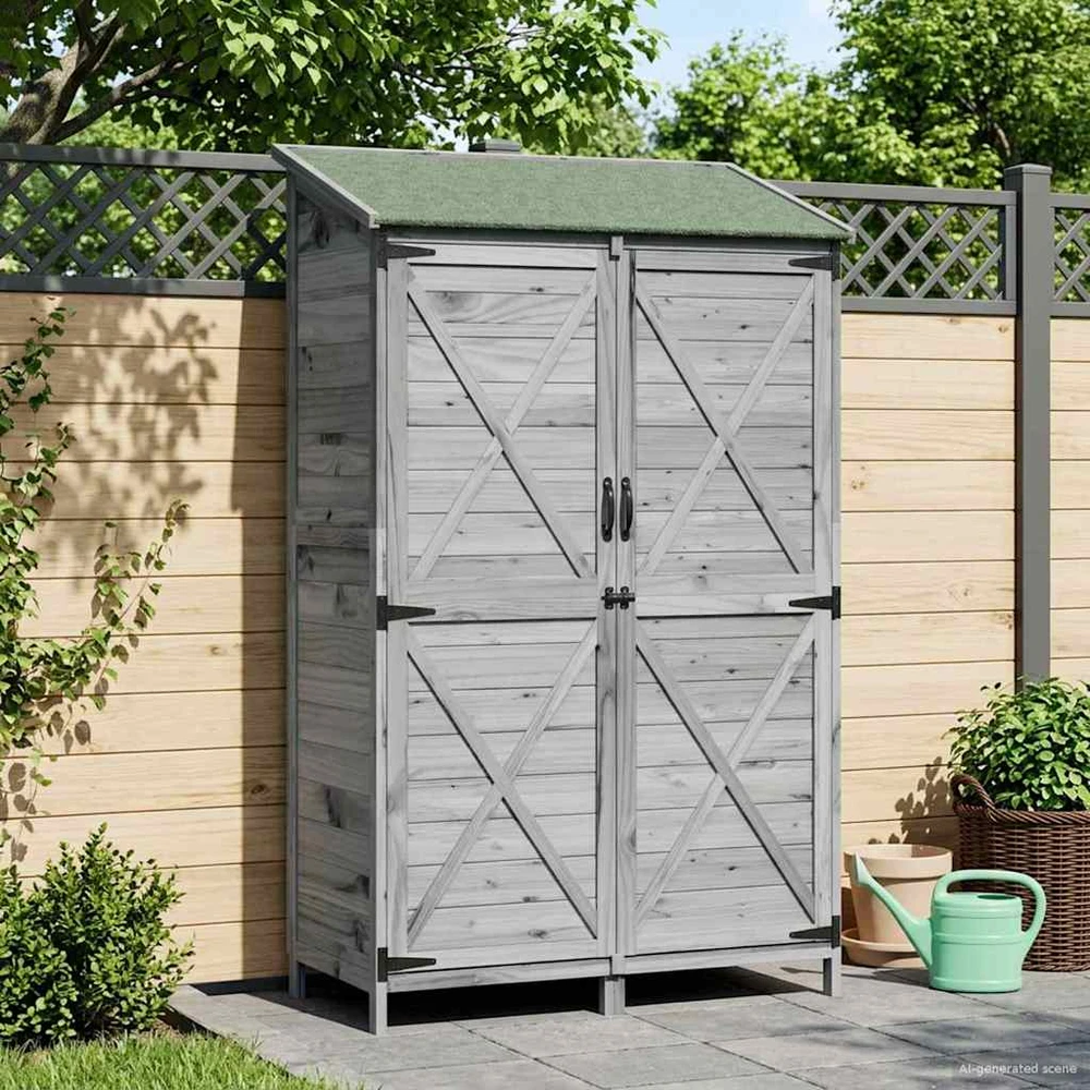 Sodo Sandėlys Pilka 106 x 56 x 176,5 cm Kietasis pušinis medis