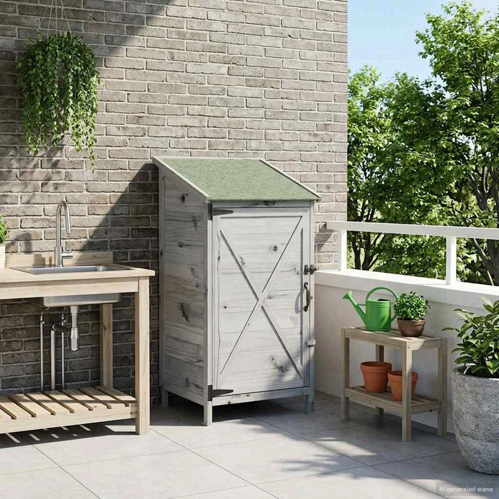Sodo Sandėlys Pilka 59,5 x 56 x 113,5 cm Kietasis pušinis medis