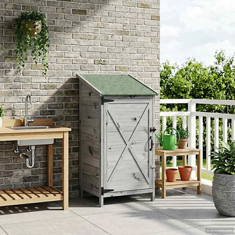 Sodo Sandėlys Pilka 59,5 x 56 x 113,5 cm Kietasis pušinis medis