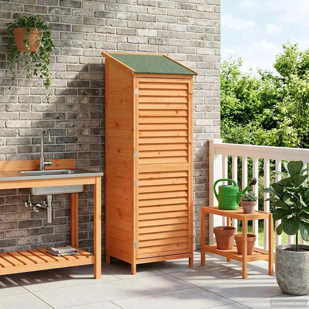 Sodo Sandėlys Ruda 59 x 56 x 176 cm Kietasis pušinis medis