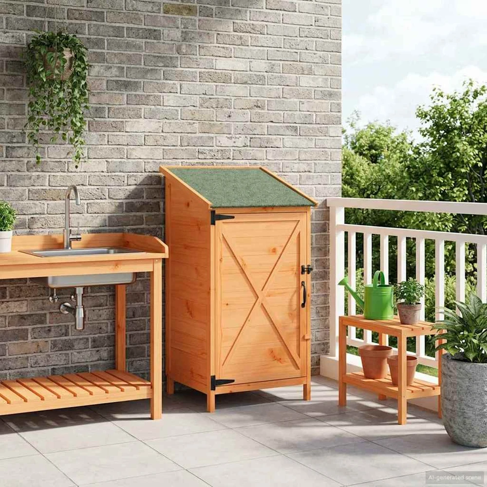 Sodo Sandėlys Ruda 59,5 x 56 x 113,5 cm Kietasis pušinis medis
